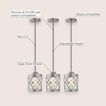 Marelle 6.5" Farmhouse Industrial Iron Filigree Caged Jar LED Pendant